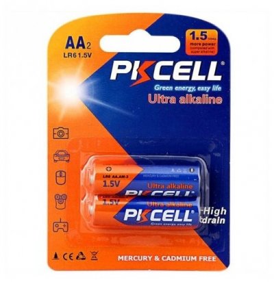 Батарейки пальчиковые Pkcell 2 штуки (синяя упаковка)-1